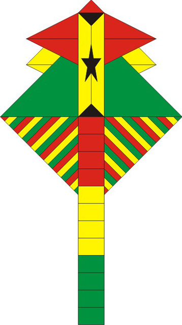 Heksebeest,Ghana,Marine Porcher & Organza: Red, Yellow, Green, Black